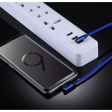 1m 2.4A Output USB naar USB-C / Type-C dubbele elleboog Design Nylon weven stijl Data Sync opladen kabel  voor Galaxy S8 & S8 PLUS / LG G6 / Huawei P10 & P10 Plus / Xiaomi Mi 6 & Max 2 en andere Smartphones (donkerblauw)