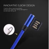 1m 2.4A Output USB naar USB-C / Type-C dubbele elleboog Design Nylon weven stijl Data Sync opladen kabel  voor Galaxy S8 & S8 PLUS / LG G6 / Huawei P10 & P10 Plus / Xiaomi Mi 6 & Max 2 en andere Smartphones (donkerblauw)