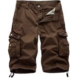 Zomer Multi-pocket Solid Color Loose Casual Cargo Shorts voor mannen (kleur: koffie grootte: 38)