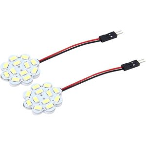 2 stuks 3W 200 LM 6000K bloem vorm auto Auto interieur Doom leeslamp met 12 SMD 5630 LED lampen Bicuspid en T10 Adapter kabel  DC 12V(White Light)