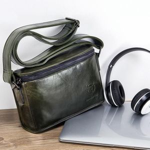 Stier kapitein lederen schouder messenger bag voor mannen (donkere nacht groen)