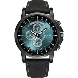 Yazol 322 Arabische cijfers Dial Sport Riem Horloge Mannen Lichtgevend Business Quartz horloge (Blue Lade Black Belt)