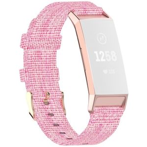 Voor Fitbit Charge 4 / Charge 3 / Charge3 SE Gevlochten nylon band plastic kop  maat: Gratis maat (roze)