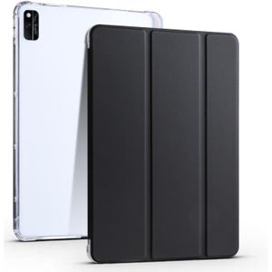 For Honor V6 10.4 inch 3-folding Transparent TPU Smart Leather Tablet Case(Black)
