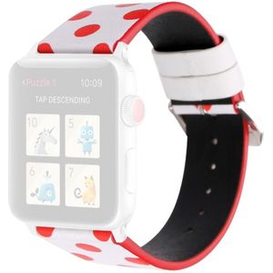Fashion Wave Dot Series Lederen Vervangende Horlogebanden Voor Apple Watch Series 6 & SE & 5 & 4 40mm / 3 & 2 & 1 38mm (Red Wave Dots On White)