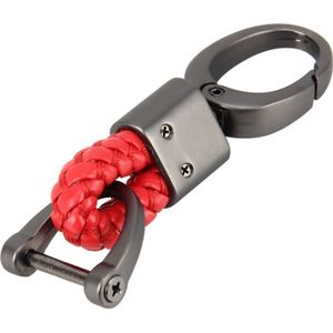 Weven Band metalen auto sleutelhanger gevlochten riem belangrijke Chain(Red)