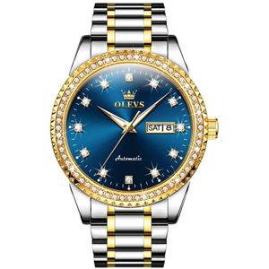 OLEVS 7003 heren multifunctioneel waterdicht mechanisch horloge (goud + blauw)