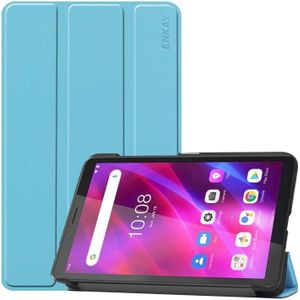 For Lenovo Tab M7 1/2/3 ENKAY Custer Texture Horizontal Flip PU+PC Leather Case with Three-folding Holder(Light Blue)