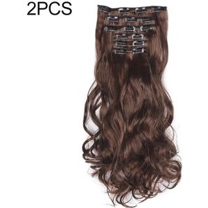 2 PCS 50cm 16 Card Long Curly Hair Wig Seamless Hair Extension Piece(4.2M30#)