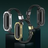 Voor Xiaomi Mi Band 6/5 TPU Horlogeband + PC Watch Case Set (Black Gold)