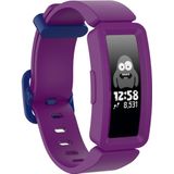 Smart Watch Silicon polsband horlogeband voor Fitbit Inspire HR (donker paars + donker blauwe gesp)
