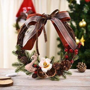 Kerstdecoratie Krans Garland Rotan Deur Opknoping  Specificatie: Swan