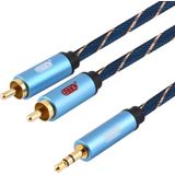 EMK 3 5 mm jack man tot 2 x RCA Mannelijke vergulde connector luidspreker audiokabel  kabellengte: 1 5 m (Donkerblauw)