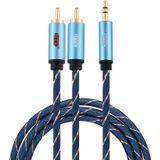 EMK 3 5 mm jack man tot 2 x RCA Mannelijke vergulde connector luidspreker audiokabel  kabellengte: 1 5 m (Donkerblauw)