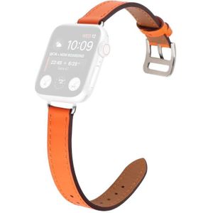 Enkele cirkel 14 mm schroef stijl lederen vervangende riem watchband voor Apple Watch Series 6 & se & 5 & 4 44mm / 3  2 & 1 42mm (oranje)