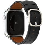 Voor Apple Watch Series 5 & 4 40mm/3 & 2 & 1 38mm moderne stijl gesp lederen riem (zwart)