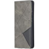 Voor Samsung Galaxy S30 Rhombus Textuur Horizontale Flip Magnetic Leather Case met Holder & Card Slots(Grijs)