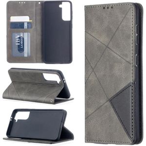 Voor Samsung Galaxy S30 Rhombus Textuur Horizontale Flip Magnetic Leather Case met Holder & Card Slots(Grijs)