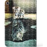 Voor Samsung Galaxy Tab A8 3D Painted Pattern Lederen Tablet Case (Cat and Tiger)