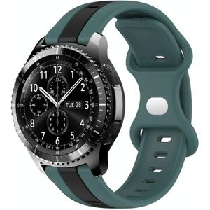 Voor Samsung Gear S3 Frontier 22 mm vlindergesp tweekleurige siliconen horlogeband (groen + zwart)