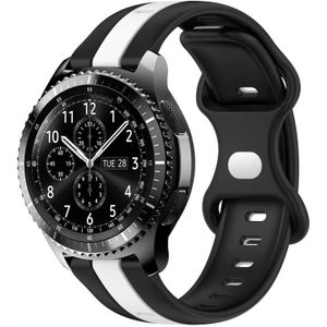 Voor Samsung Gear S3 Frontier 22 mm vlindergesp tweekleurige siliconen horlogeband (zwart + wit)