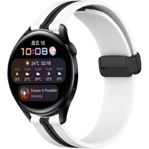 Voor Huawei Watch 3 22 mm opvouwbare magnetische sluiting siliconen horlogeband (wit + zwart)