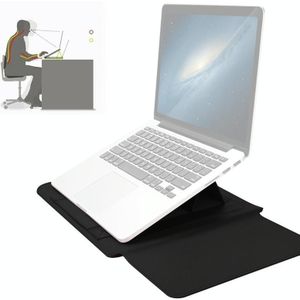 4 in 1 universele waterdichte PU lederen laptop liner tas met handvat en standaard + pen houder + 2 winders + muistas + oplader tas set voor 17 inch laptops (zwart)