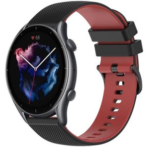 Voor Amazfit GTR 3 Pro 22 mm geruite tweekleurige siliconen horlogeband (zwart + rood)