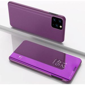 Voor Xiaomi MI 11 Lite Plated Mirror Horizontal Flip Leren Case met Houder (Purple)