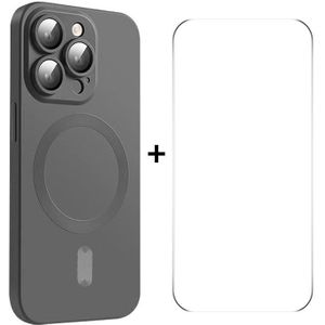 Voor iPhone 15 Pro Max ENKAY MagSafe Matte TPU-telefoonhoes met lensfilm en schermglasfilm