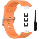 Voor Huawei Watch Fit Siliconen vervangende polsband horlogeband met roestvrijstalen gesp (oranje)