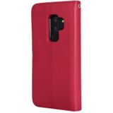 Voor Galaxy S9+ Solid Color Horizontal Flip Protective Case met Holder & Card Slots & Wallet & Photo Frame & Lanyard(Red)