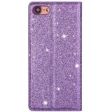 Voor iPhone 8 / 7 Ultradunne Glitter Magnetic Horizontal Flip Leather Case met Holder & Card Slots(Paars)