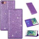 Voor iPhone 8 / 7 Ultradunne Glitter Magnetic Horizontal Flip Leather Case met Holder & Card Slots(Paars)