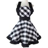 Retro Cotton Big Plaid Big Swing Schort (Zwart Wit Raster)