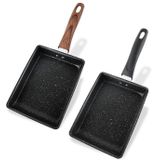 JBY-6658 Small Frying Pan Tamagoyaki Pan Maifanshi Non-Stick Frying Pan Square Omelette Pan Size: Large(Imitation Wood Grain Handle)