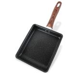 JBY-6658 Small Frying Pan Tamagoyaki Pan Maifanshi Non-Stick Frying Pan Square Omelette Pan Size: Large(Imitation Wood Grain Handle)