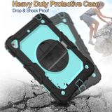 Schokbestendige zwarte silicagel + kleurrijke PC beschermende case voor iPad mini 2019/Mini 4  met houder & schouderriem & hand riem & pen sleuf (baby blauw)