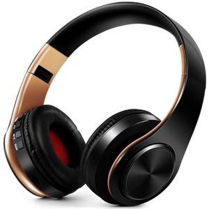 Koptelefoon Bluetooth headset koptelefoon draadloze koptelefoon stereo opvouwbare sport oortelefoon microfoon headset Free MP3-speler (goud zwart)