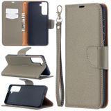 Voor Samsung Galaxy S30 Plus Litchi Texture Pure Color Horizontale Flip Lederen case met Holder & Card Slots & Wallet & Lanyard(Grijs)