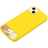 Voor iPhone 14 Silicone Painted Phone Case met Lanyard (Bear Family)