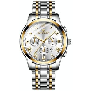 FNGEEN 4006 Heren Automatisch mechanisch horloge waterdicht Quartz Horloge (Goud wit oppervlak)
