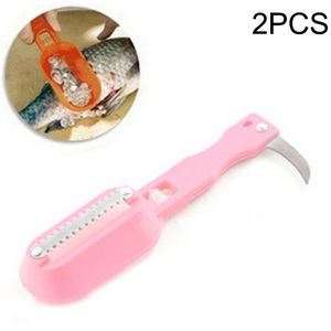 2 PC's essentiële vis schraper vis Keukenweegschaal schaven mes met Cover (roze)
