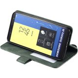 Voor Samsung Galaxy J6 Skin Feel Splicing Horizontal Flip Leather Case met Holder & Card Slots & Wallet & Photo Frame(Groen)