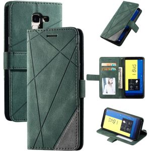 Voor Samsung Galaxy J6 Skin Feel Splicing Horizontal Flip Leather Case met Holder & Card Slots & Wallet & Photo Frame(Groen)
