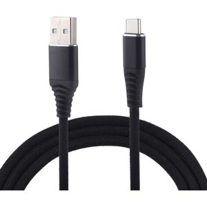 Doek van 1m gevlochten koord USB A Type-C Data Sync kabel  kosten voor Galaxy  Huawei  Xiaomi  LG  HTC en andere Smart Phones (zwart)