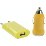 3 in 1 (EU stekker Home Lader  auto-Lader  USB Kabel) Travel Kit voor iPhone 4 & 4S  iPhone 3 g / 3G  iPod Touch(geel)