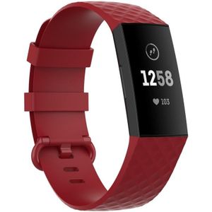 18mm Color Buckle TPU Polsband horlogeband voor Fitbit Charge 4 / Charge 3 / Charge 3 SE (Rood)