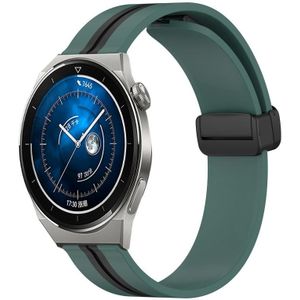 Voor Huawei Watch GT3 Pro 43mm 20mm Opvouwbare magnetische sluiting siliconen horlogeband (olijfgroen + zwart)