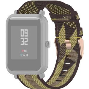 Voor Amazfit Bip Lite Versie 1S / Bip S 20mm nylon denim canvas vervangende band horlogeband (Yellow Stripe)